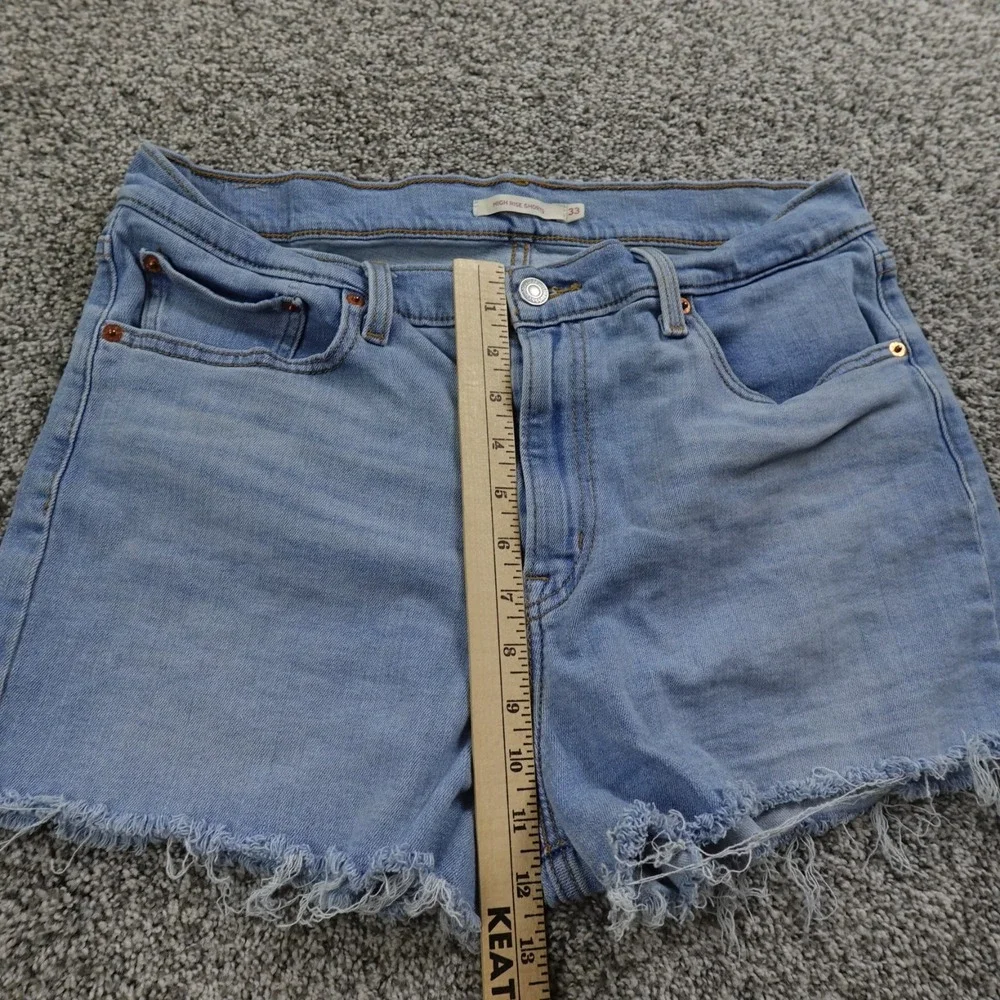 Levis Shorts Womens 33 Blue Denim Cut Off Jean Jorts High Rise Mini Micro‎ Booty